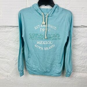 Caribbean Side Light Blue riviera Maya Mexico lightweight Hoodie size medium